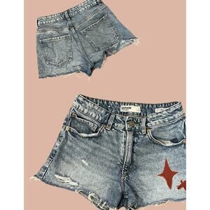 Size 01/25 Upcycled Shorts | Boho Indie Maximalist Reworked Celestial Denim